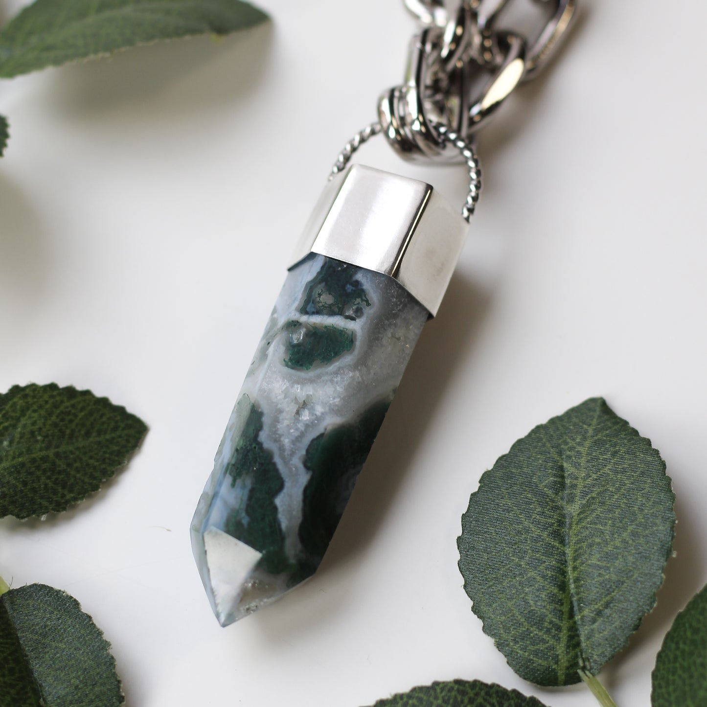 XL Chunky Moss Agate Necklace