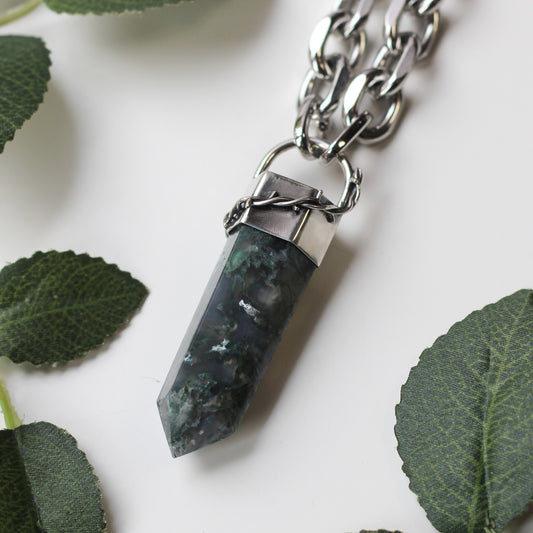 Chunky Moss Agate Necklace