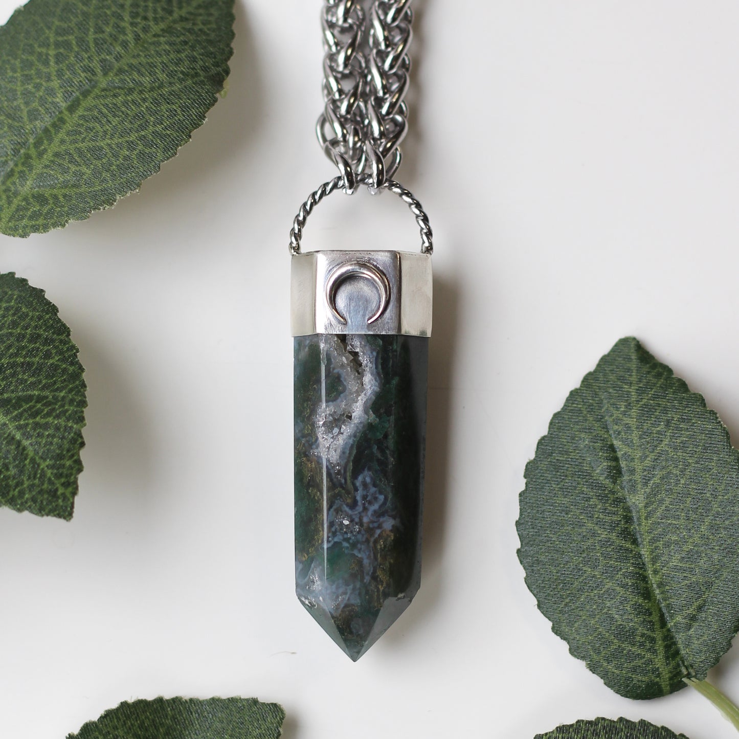 Chunky Moss Agate Necklace