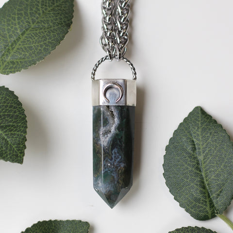 Chunky Moss Agate Necklace