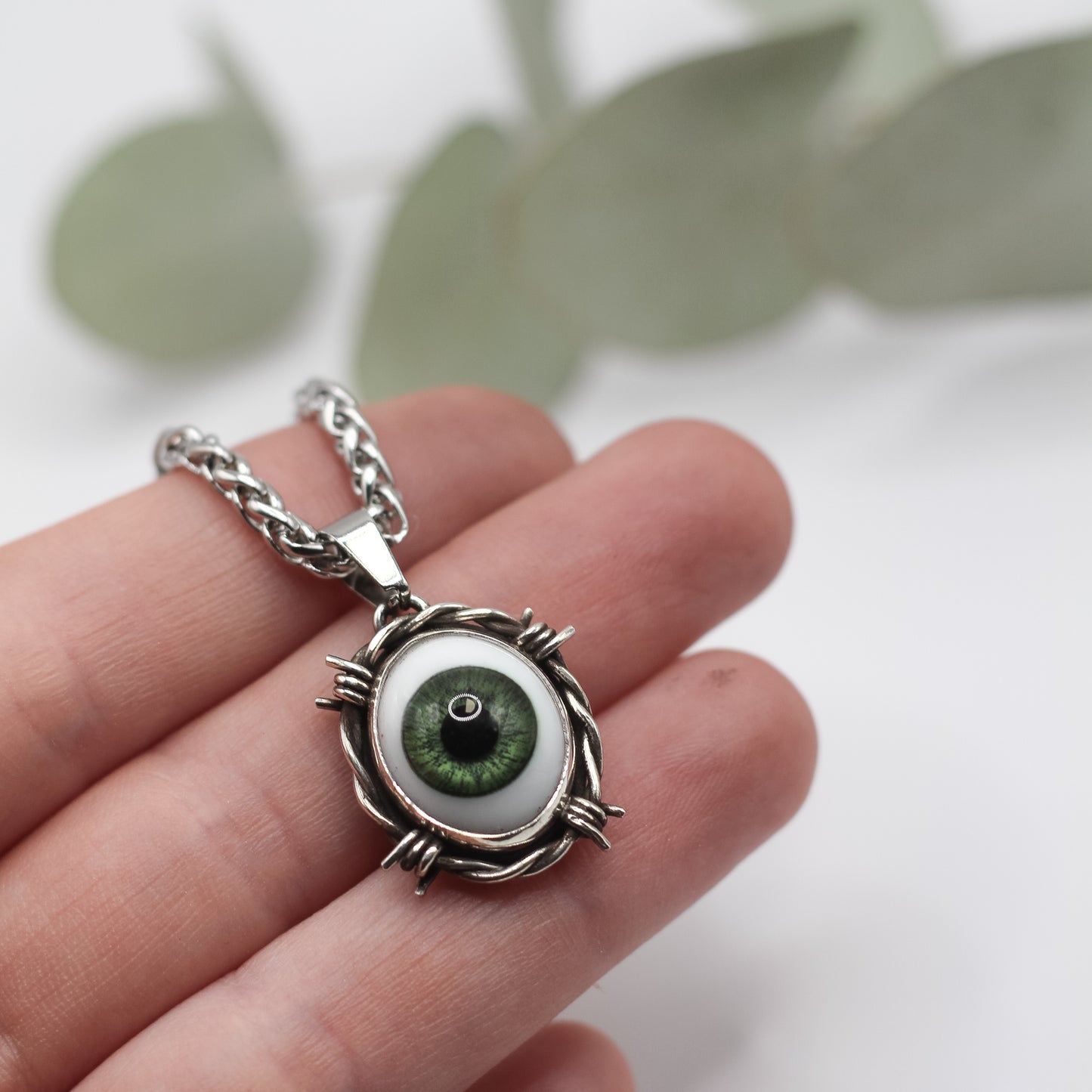 Mini Barbed wire Eye necklace