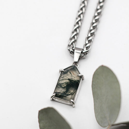 Moss Agate Window Necklace