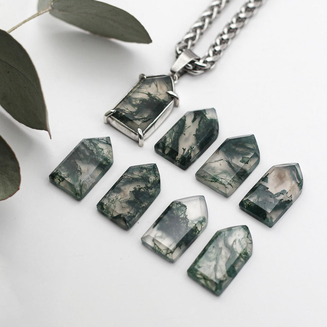 Moss Agate Window Necklace