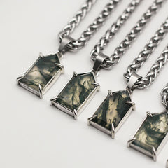Moss Agate Window Necklace
