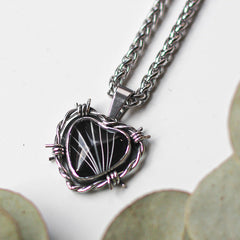 Custom Whisker Barbed Wire Heart Necklace