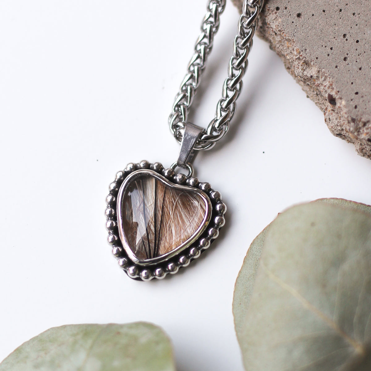 Custom Hair/Fur Beaded Heart Necklace
