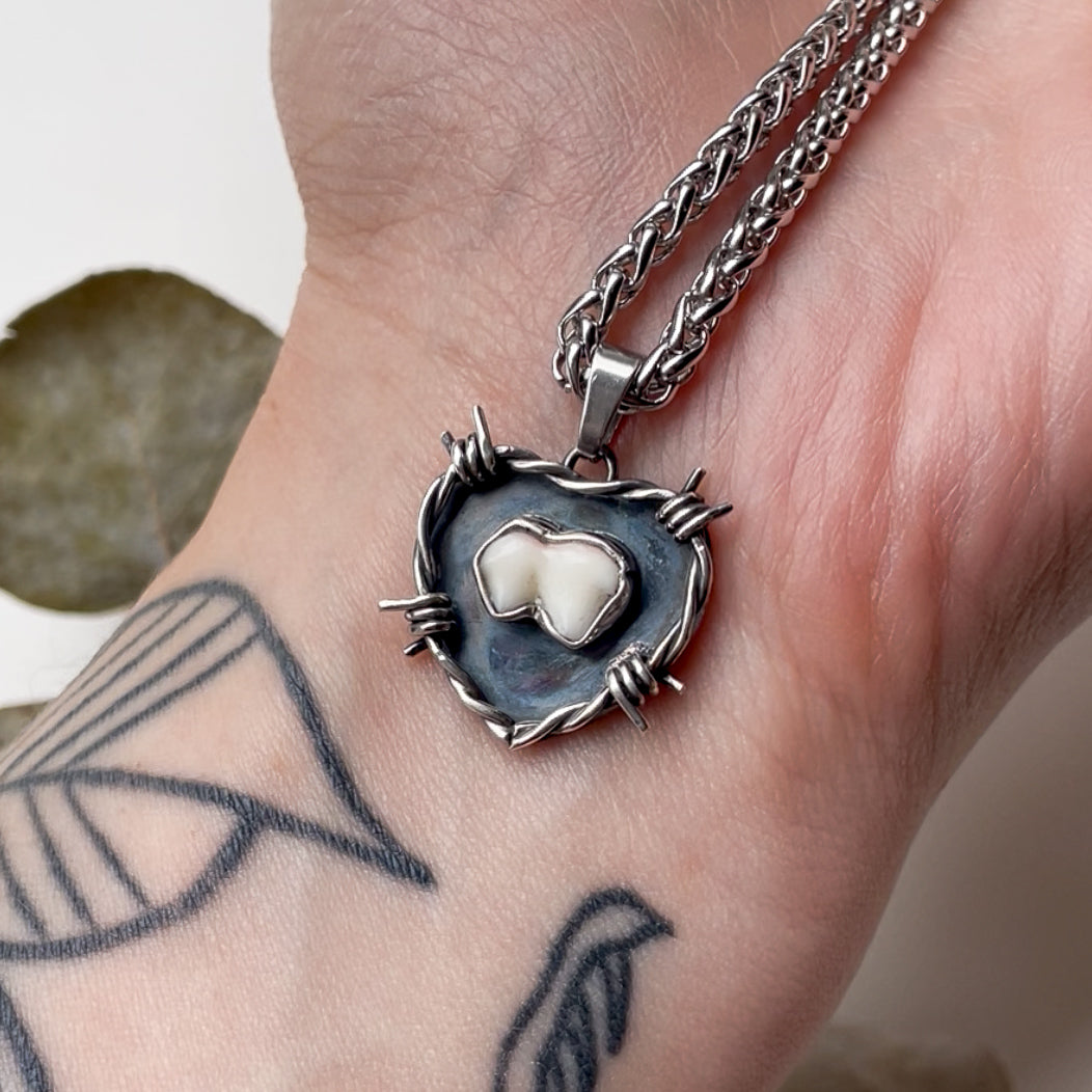 Custom Tooth Barbed Wire Fitted Necklace